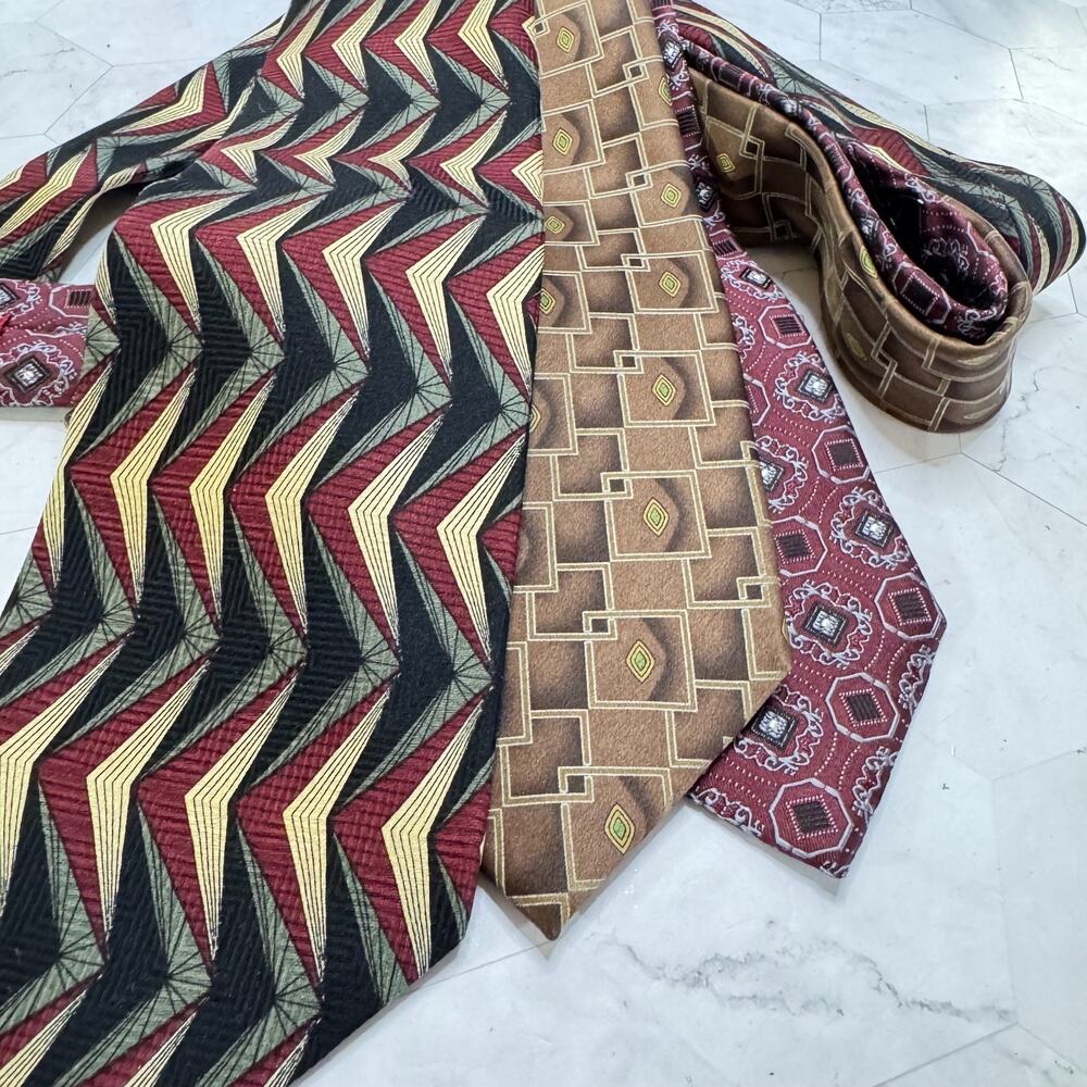 Lot of 3 JoS A Bank 100% Silk Men's Ties Handmade Various Designs Classic